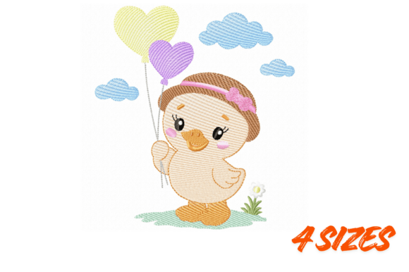 Cute Duck with Balloons Embroidery File Review