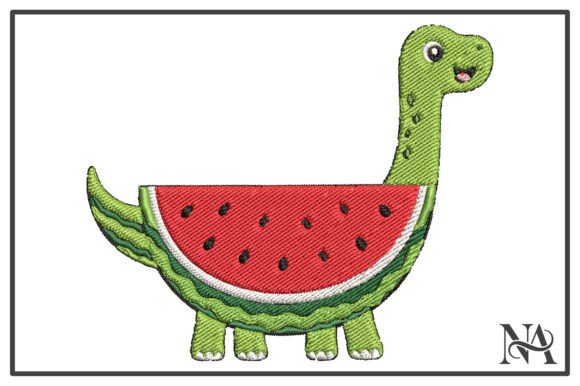 Cute Watermelon Dinosaur Embroidery for Business Use