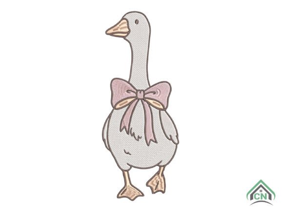 Farm Goose Pink Bow Embroidery Design Review for Small Business Use