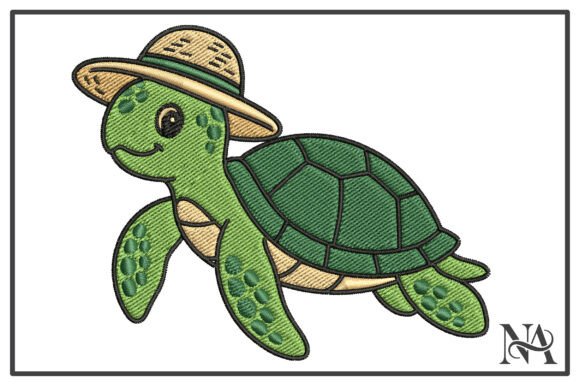 Sea Turtle with Straw Hat Embroidery: A Craft Fair Star