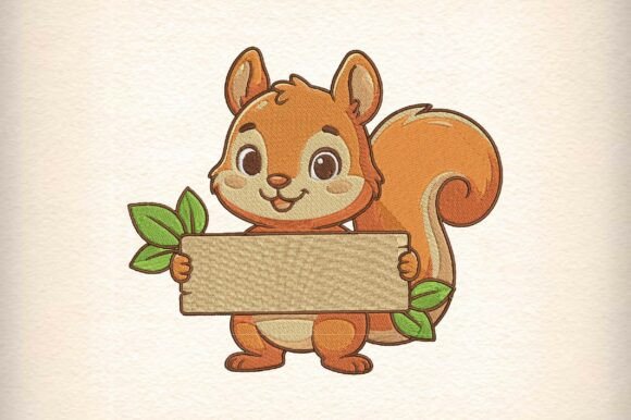 Squirrel with Sign Embroidery Design: A Seasonal Must-Have